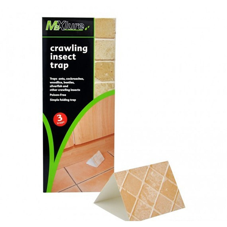 Crawling Insect Trap - Catch Ants, Cockroaches, Woodlice, Beetles, Silverfish & More - For Indoor Use (Pack of 3)